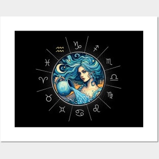 ZODIAC Aquarius - Astrological AQUARIUS - AQUARIUS - ZODIAC sign - Van Gogh style - 2 Posters and Art